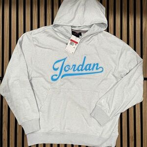 Jordan Flight MVP Fleece Pullover Light Gray Men Hoodie FN4613-043 size L